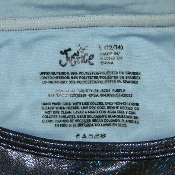Justice Purple Pink Blue Ombre Leotard L(12-14) - Picture 6 of 8